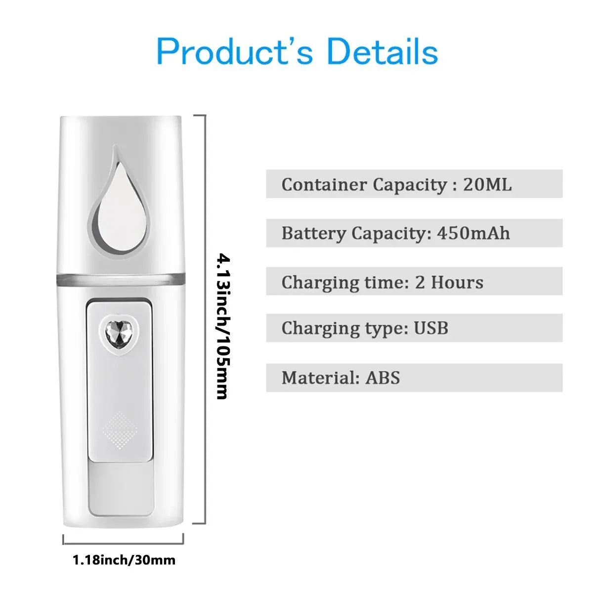 Mini Nano Mist Sprayer USB Rechargeable Facial Humidifier - Smarsty