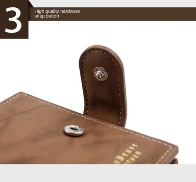 Men's Wallet with Hasp Business Card Holder Case Male Short Purse PU Leather Money Bag for Men Credit Card Wallets - Smarsty