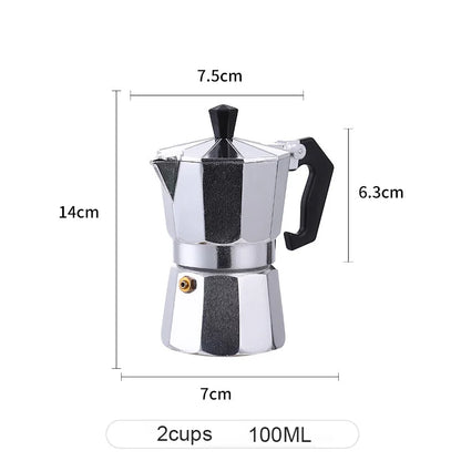 Aluminum Coffee Kettle Latte Percolator Home Italian Octagonal Moka Coffee Pot Office Travel Outdoor Camping Espresso Tea Pot