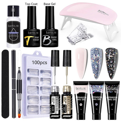 LILYCUTE Nail Gel Set with 6W LED Lamp for Quick Manicure - Smarsty