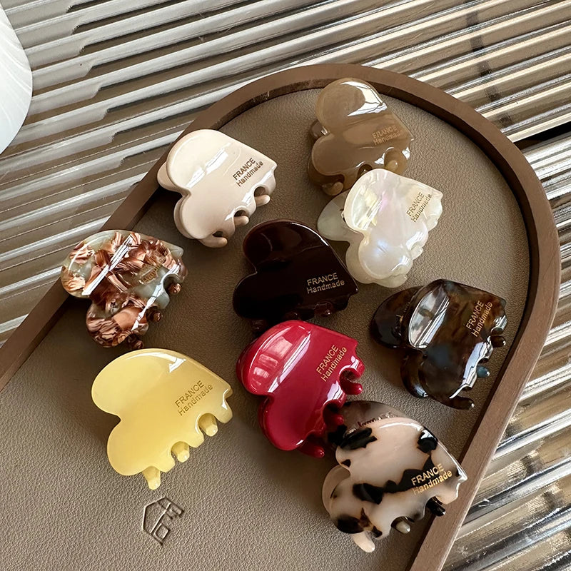 Small Acetate Heart Hair Claw Clips Cute 35mm For Girls - Smarsty
