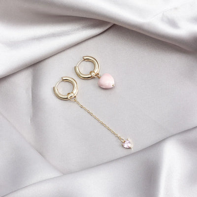Heart-Shaped Tassel Earrings for Women Stylish Asymmetric Design - Smarsty