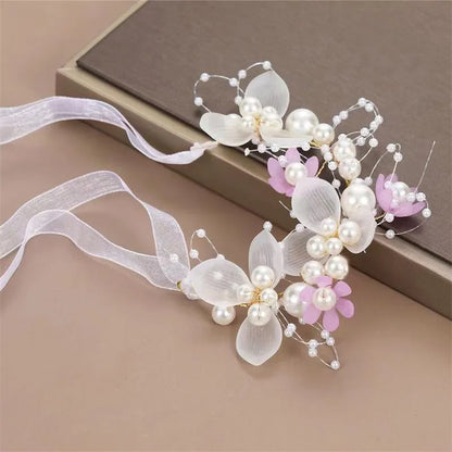 Bohemian Pearl Flower Headband For Girls Wedding Bridal - Smarsty