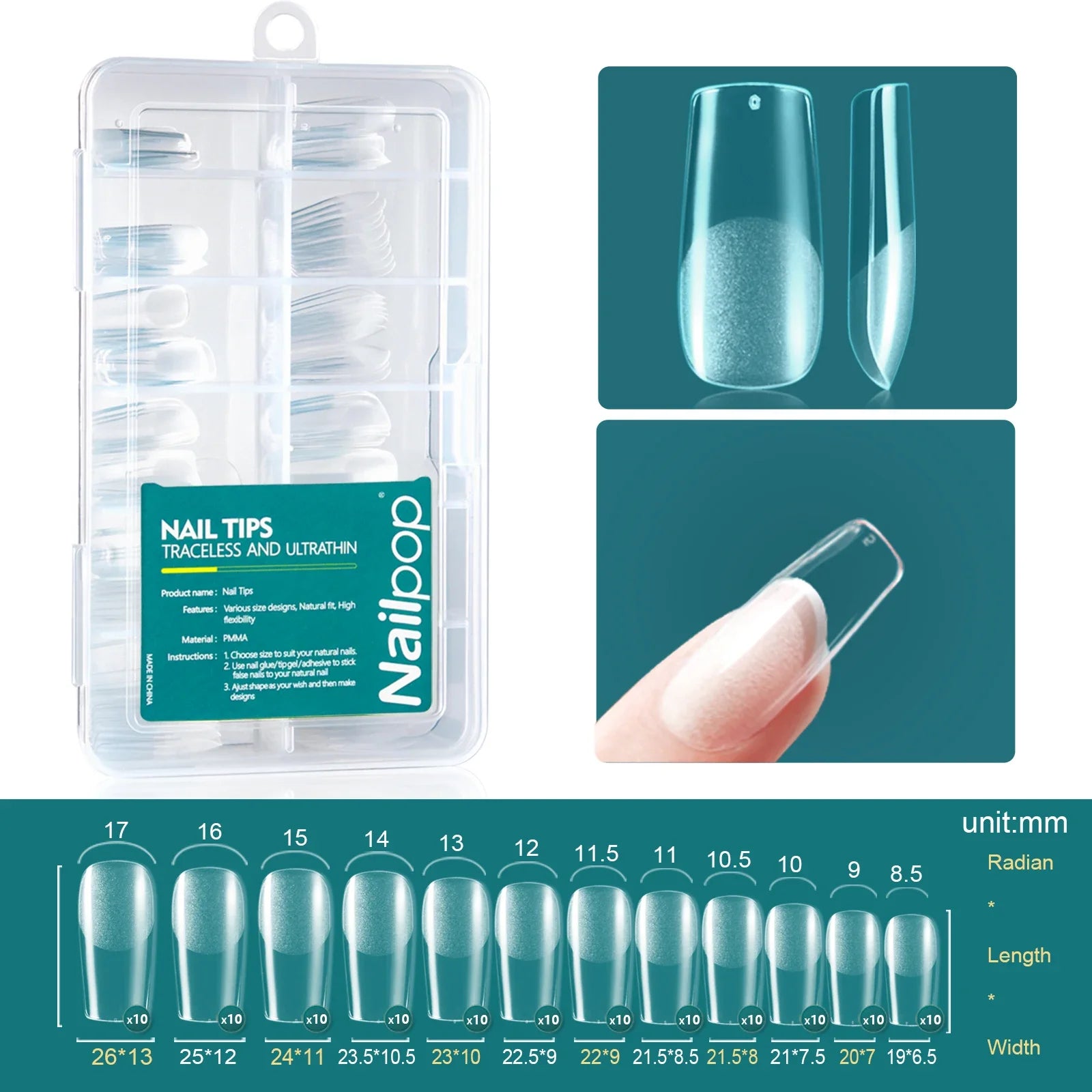Gel X Nail Tips 120pcs Easy Soak Off Extensions - Smarsty