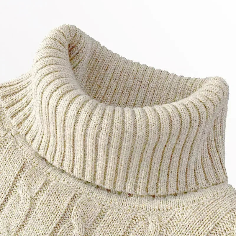 Autumn Men's Long Sleeve Knitted Sweaters Men's Slim Fit Turtleneck Sweater Casual Pullover Sweater Lightweight Ribbed Sweater - Smarsty