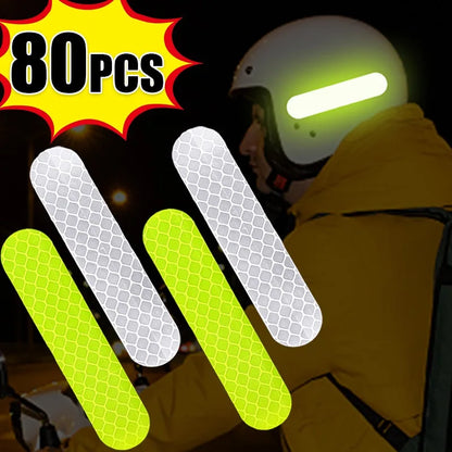 80-10PCS Helmet Safety Warning Reflective Stickers Strip Waterproof High Visibility Reflector Tape For Night Riding Walking Car by Smarsty
