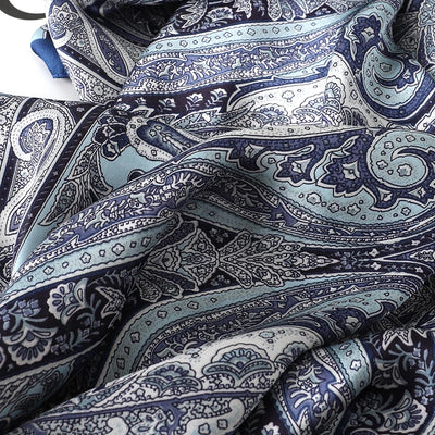 Bohemian Silk Square Scarf for Women Luxury Floral Print - Smarsty