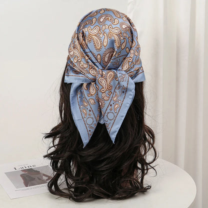 Bohemian Floral Print Silk Scarf for Women Sun Protection - Smarsty