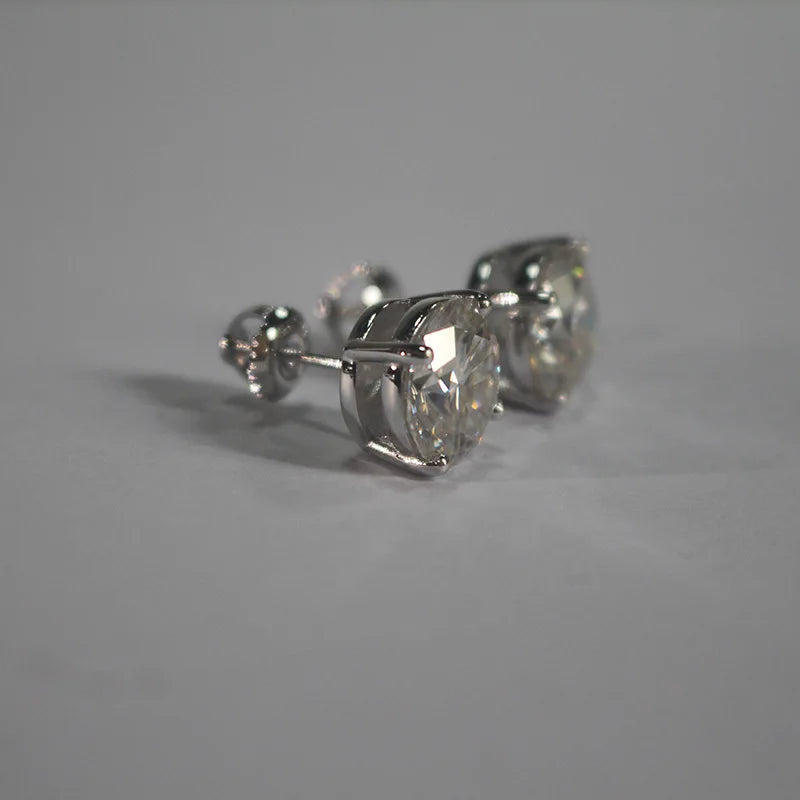 Moissanite Studs 0.5 To 2Ct Sterling Silver Screw Back - Smarsty