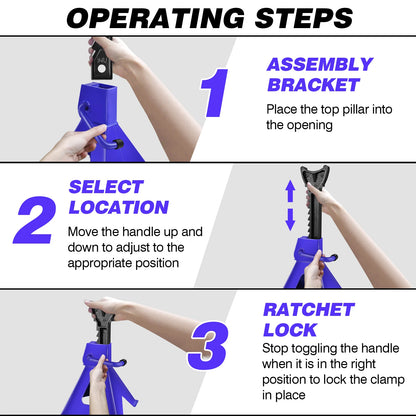DayPlus Heavy Duty 3 Ton Axle Stands for Car Van 4x4 Caravan Garage Workshop Steel Robust Construction Support Lift 29-43cm,2PCS