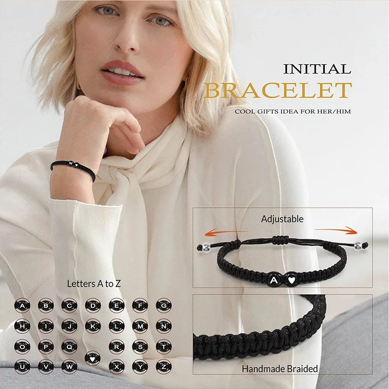 Handmade Adjustable Heart Initial Bracelets for Friendship - Smarsty