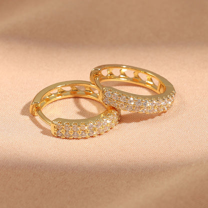 Shiny Zircon Huggie Earrings Tiny Cartilage Hoops Gift - Smarsty