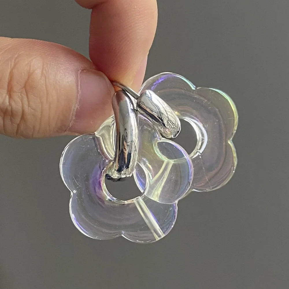 Multicolor Transparent Flower Drop Earrings for Women Fashion - Smarsty