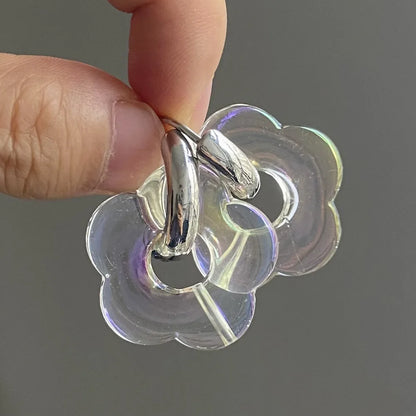 Multicolor Transparent Flower Drop Earrings for Women Fashion - Smarsty