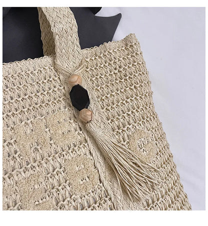 French Style Large Capacity Woven Straw Tote Bag For Women - Smarsty