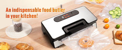 SucceBuy 90Kpa 130W Vacuum Sealer Food Packaging Machine with Free 10pcs Vacuum bags for Household Kitchen Vacuum Food Sealing - Smarsty
