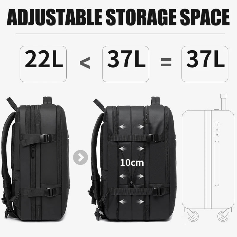 BANGE Travel Backpack Men Business Backpack School Expandable USB Bag Large Capacity 17.3 Laptop Waterproof Fashion Backpack - Smarsty