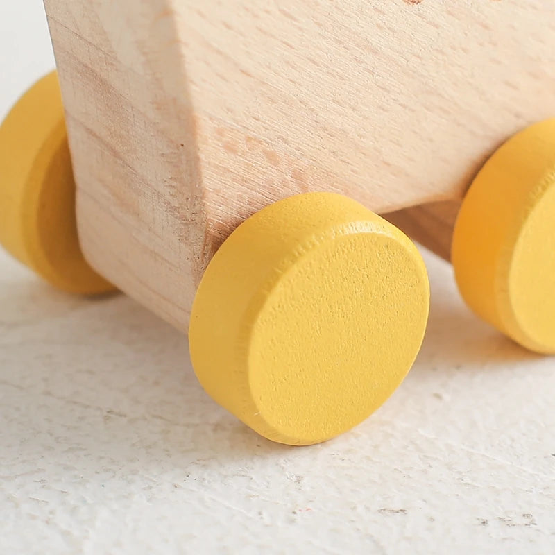 Wooden Baby Car Toys Beech Wooden Dinosaur Cartoon Car Teether Educational Montessori Toys For Children Teething Baby Toys