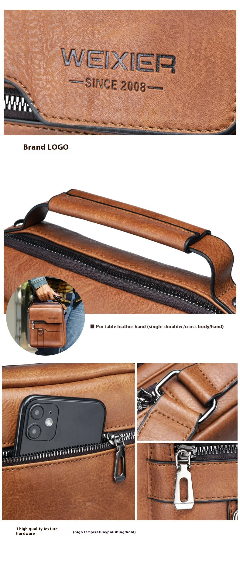 Mens PU Leather Shoulder Bag Crossbody for Travel Everyday - Smarsty
