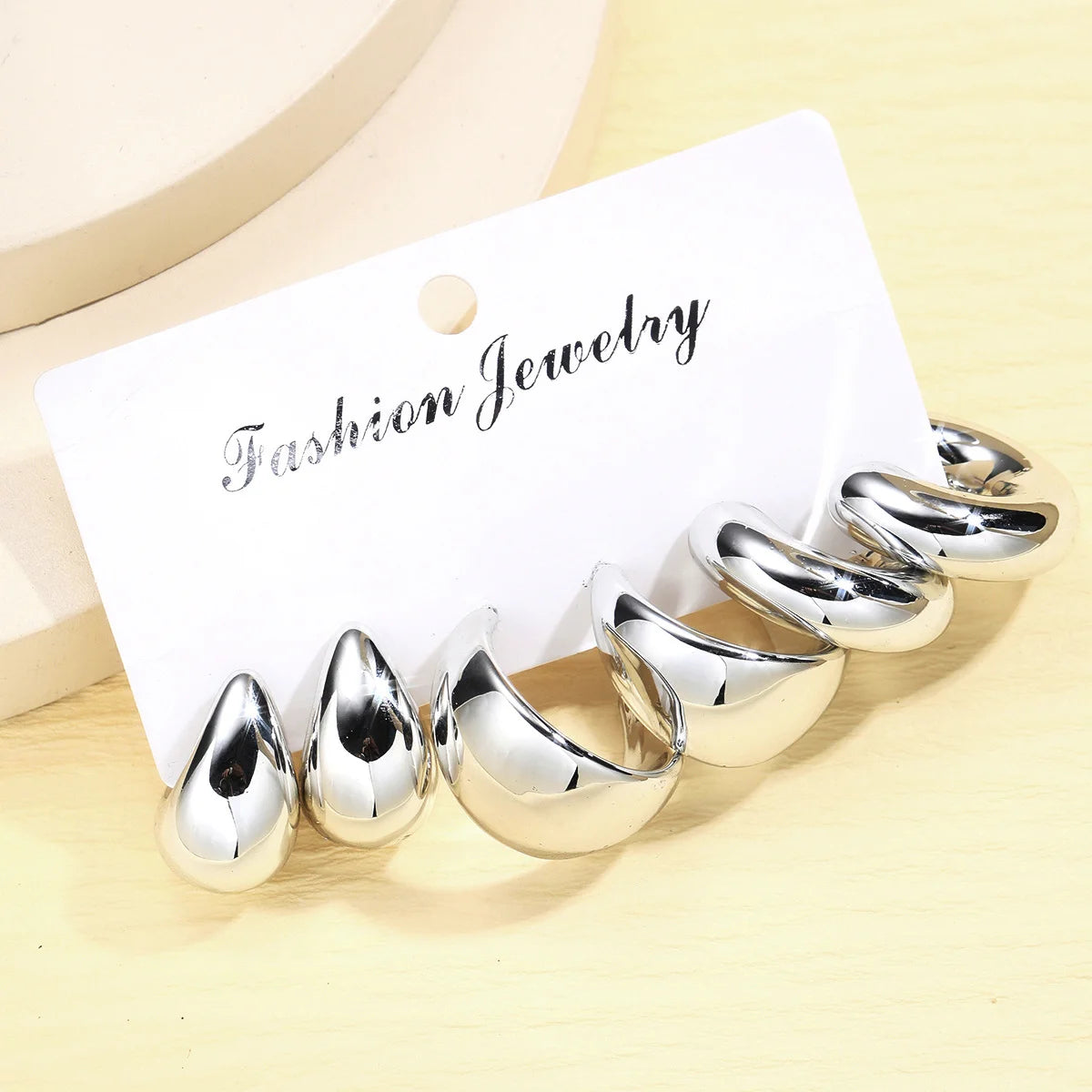 Chunky Gold Plated Hoop Earrings Set for Women - Smarsty