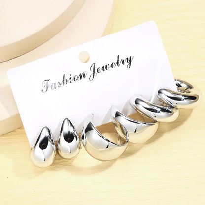 Chunky Gold Plated Hoop Earrings Set for Women - Smarsty