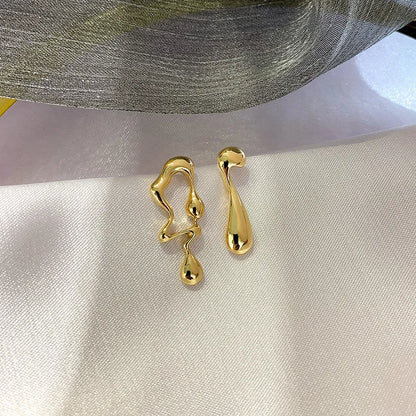 Irregular Liquid Metal Hollow Earrings Lightweight Punk - Smarsty