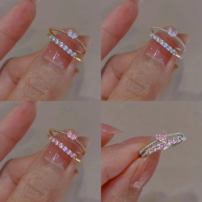 Elegant Dainty Crystal Heart Rings Set for Women - Smarsty