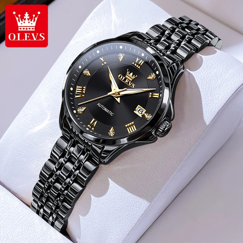 OLEVS Women's Stainless Steel Automatic Watch with Dual Calendar - Smarsty