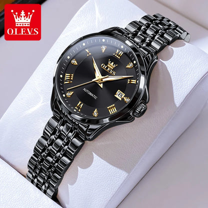 OLEVS Women's Stainless Steel Automatic Watch with Dual Calendar - Smarsty