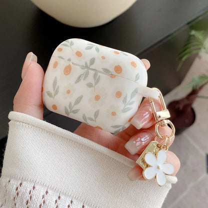 Flower Print Silicone Case For Apple AirPods 4 With Keychain - Smarsty