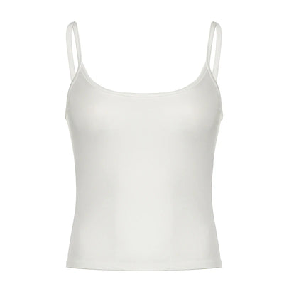 Basic Solid Camis Summer Casual Sleeveless Spaghetti Strap Top Women Harajuku All-match Cropped Tops y2k Vintage Clothing - Smarsty