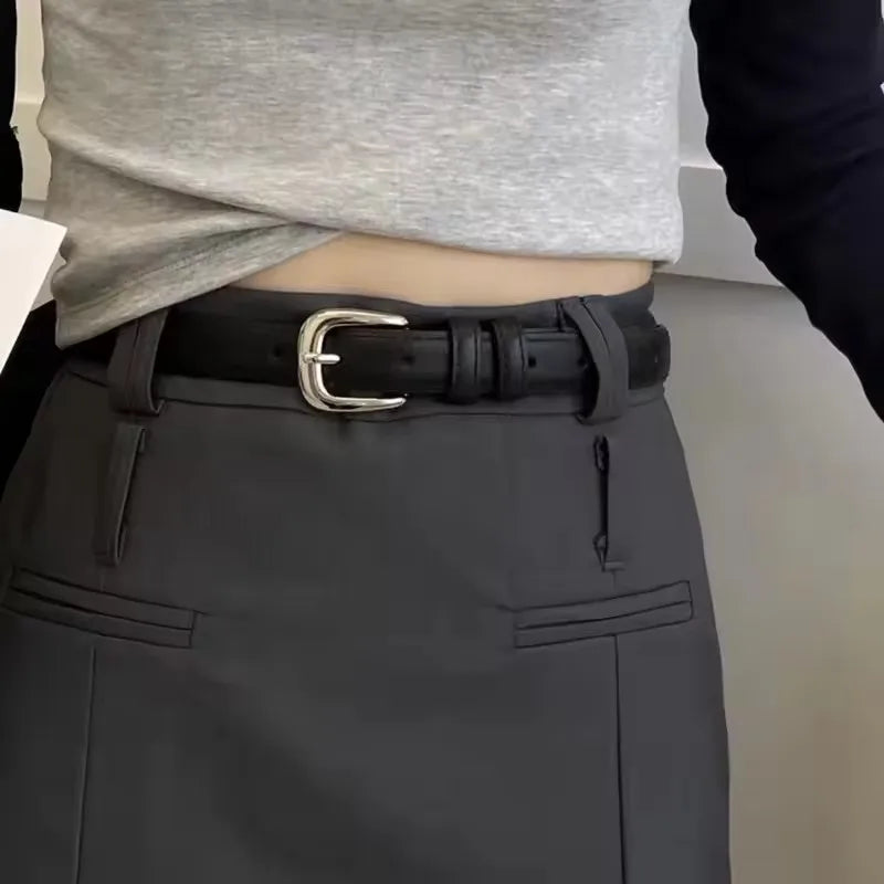 Women PU Leather Thin Belt Soft Comfortable Casual Waistband - Smarsty