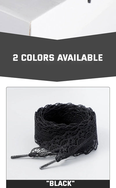 Lace Braided Shoelaces  2.9CM Width Fancy Flat Shoelace Black White Silk Shoe Laces for Ballet Sneakers German Training Shoes - Smarsty