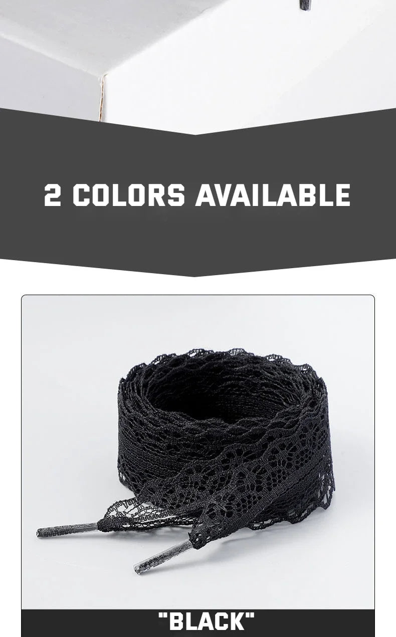 Lace Braided Shoelaces  2.9CM Width Fancy Flat Shoelace Black White Silk Shoe Laces for Ballet Sneakers German Training Shoes