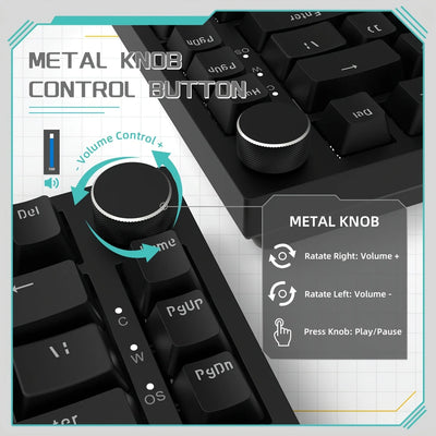 AK820 Mechanical Keyboard With Rotary Volume Control - Smarsty