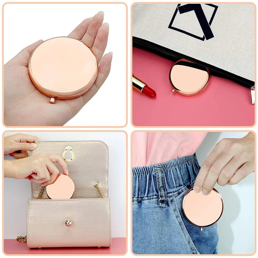 Rose Gold Double Sided Makeup Mirror Compact Design - Smarsty