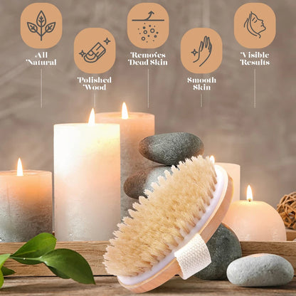 Natural Bristle Exfoliating Body Brush for Glowing Skin - Smarsty