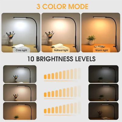 Dimmable LED Clip Desk Lamp for Reading - Smarsty