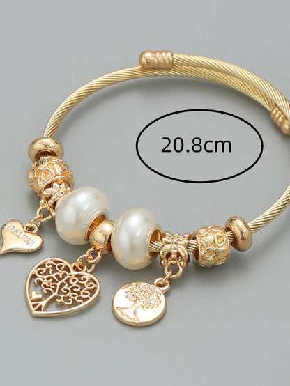 Fashion Stainless Steel Beaded Love Bracelet for Women - Smarsty