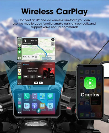 Motorcycle GPS Display With Wireless CarPlay Android Auto - Smarsty