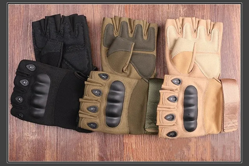 Men's Hard Knuckle Fingerless Gloves for Combat and Hunting - Smarsty