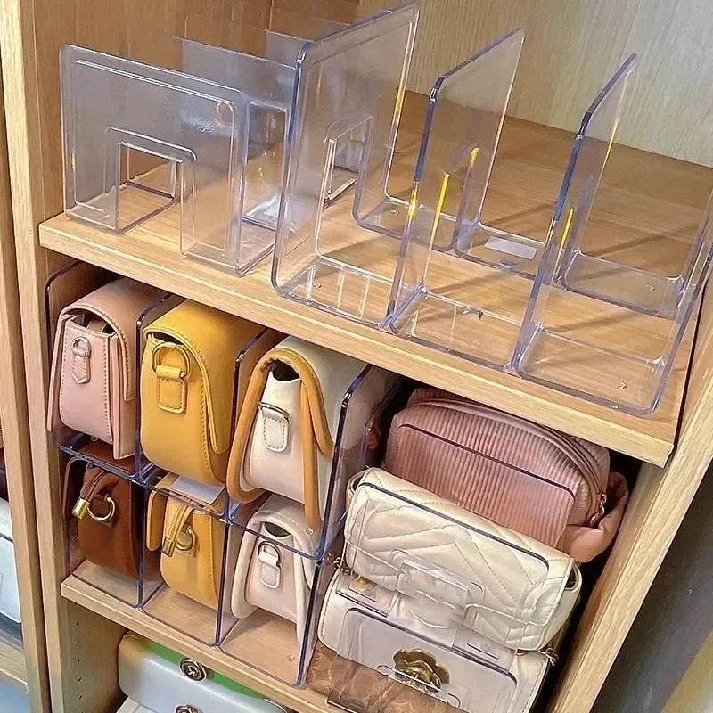 Handbag Storage Organizer Rack Wardrobe Divider Shelf Bag Storage Rack Transparent Purse Handbag Divider Shelf Bags Display Rack by Smarsty