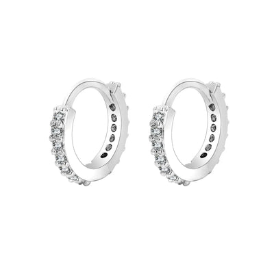 Stainless Steel Crystal Zirconia Small Huggie Earrings - Smarsty
