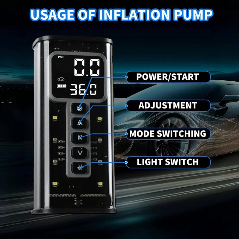 Portable Tire Inflator Air Compressor 6000mAh Battery - Smarsty
