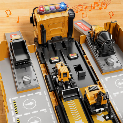 Carrier Truck Race Track Kids Toys Construction Truck Toys For 3-8 Years Old Boy Transport Car Truck With Tower Crane Truck Sets