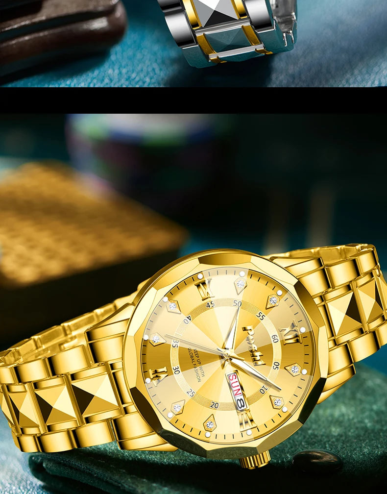 Poshi Men's Waterproof Luminous Quartz Watch with Dual Calendar - Smarsty