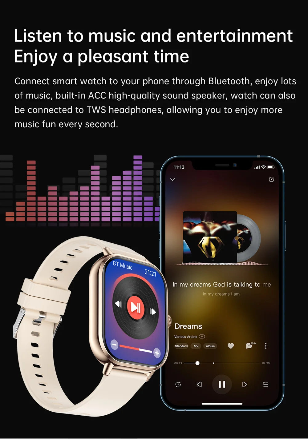Smartwatch with Bluetooth Call and Music Playback - Smarsty