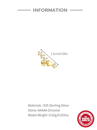 925 Sterling Silver Lotus Tassel Zircon Stud Earrings - Smarsty