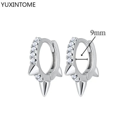 925 Sterling Silver Hoop Earrings White Crystal Luxury - Smarsty