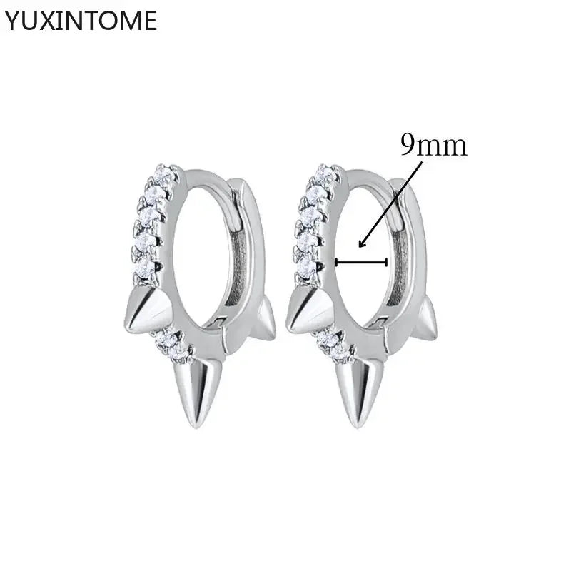 925 Sterling Silver Hoop Earrings White Crystal Luxury - Smarsty